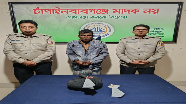 চাঁপাইনবাবগঞ্জে ডিএনসির সফল অভিযানে গাঁজাসহ আটক ১