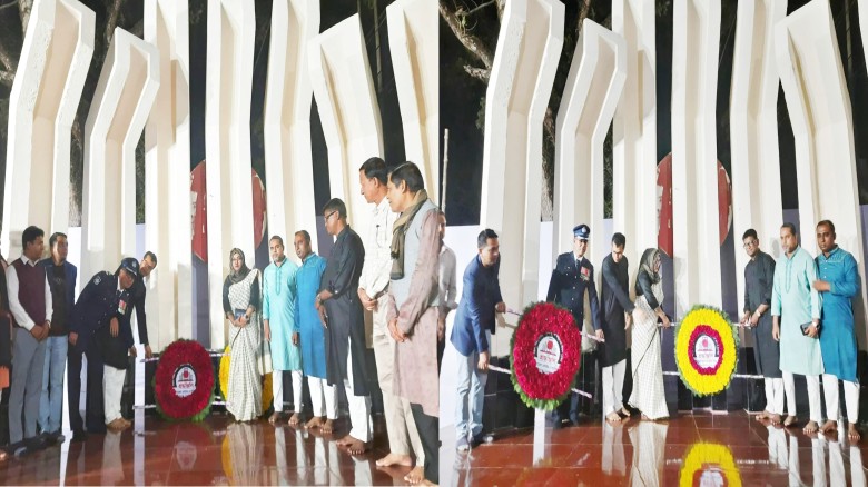 প্রথম প্রহরে শ্রদ্ধার্ঘ্য  ঈশ্বরগঞ্জে ভাষা শহিদদের স্মরণে মহ