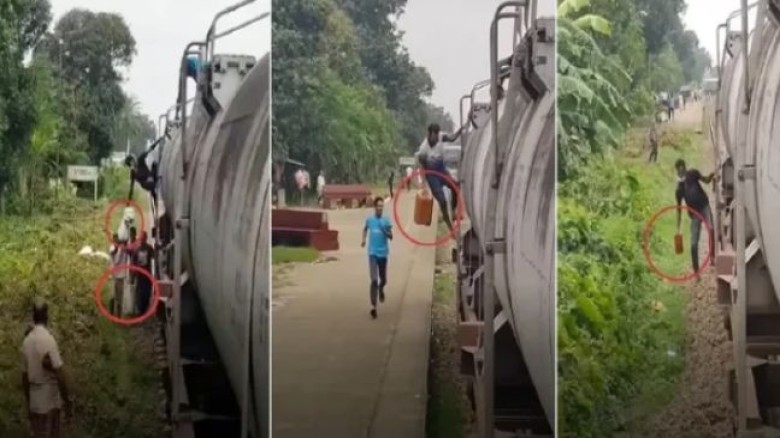 রাজশাহীতে চলন্ত ট্রেন থেকে তেল চুরি, ভিডিও ভাইরাল